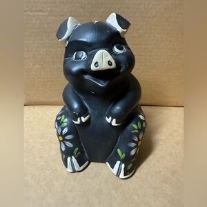 Vintage Hand painted Chalkware Ceramic Piggy Coin Bank *READ*
